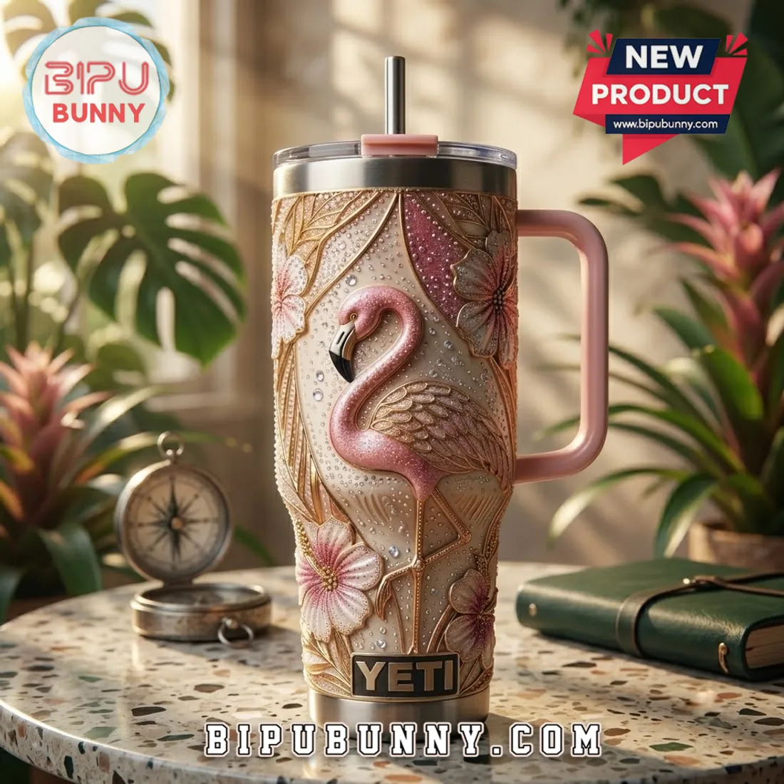 Yeti Flamingo Floral 40oz Stanley Tumbler Yeti Flamingo Floral 40oz Stanley Tumbler