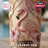 Yeti Flamingo Floral 40oz Stanley Tumbler with pink flamingo, hibiscus flowers, and iridescent rhinestone detailing.