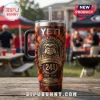 Yeti Georgia Bulldogs 241st Anniversary tie-dye tumbler with bulldog mascot logo and Sanford Stadium graphic on wood table.