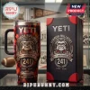 Yeti Georgia Bulldogs 241st Anniversary tie-dye tumbler with Sanford Stadium graphic, straw lid, and matching gift box.
