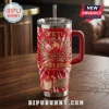 Yeti Sydney Swans 152nd Anniversary Tie-Dye Stanley Tumbler with red and white swirl pattern, logos, and stadium graphic.