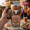 YETI Texas Longhorns 133rd Anniversary tumbler with white burnt-orange graphics and logo held in a person's hand.