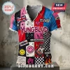 Yungblud Punk Rock Patchwork T-Shirt featuring Union Jack, electric guitar, safety pins, and smiley face graphics.
