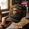 ZZ Top Frank Beard Black Baseball Cap featuring a portrait of the drummer, flames, and commemorative text on fabric.