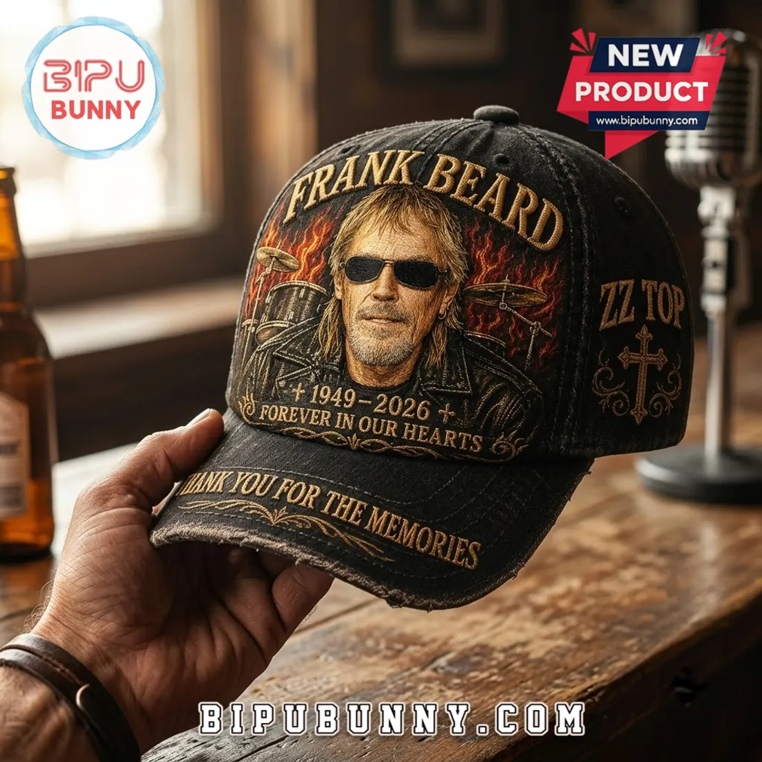 ZZ Top Frank Beard Black Baseball Cap ZZ Top Frank Beard Black Baseball Cap