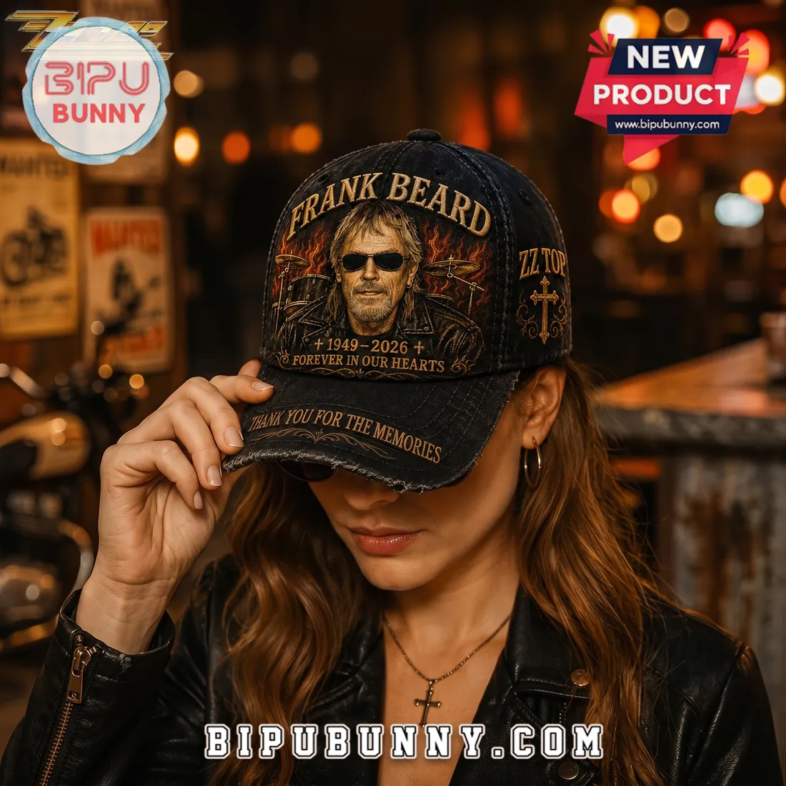 ZZ Top Frank Beard Black Baseball Cap ZZ Top Frank Beard Black Baseball Cap