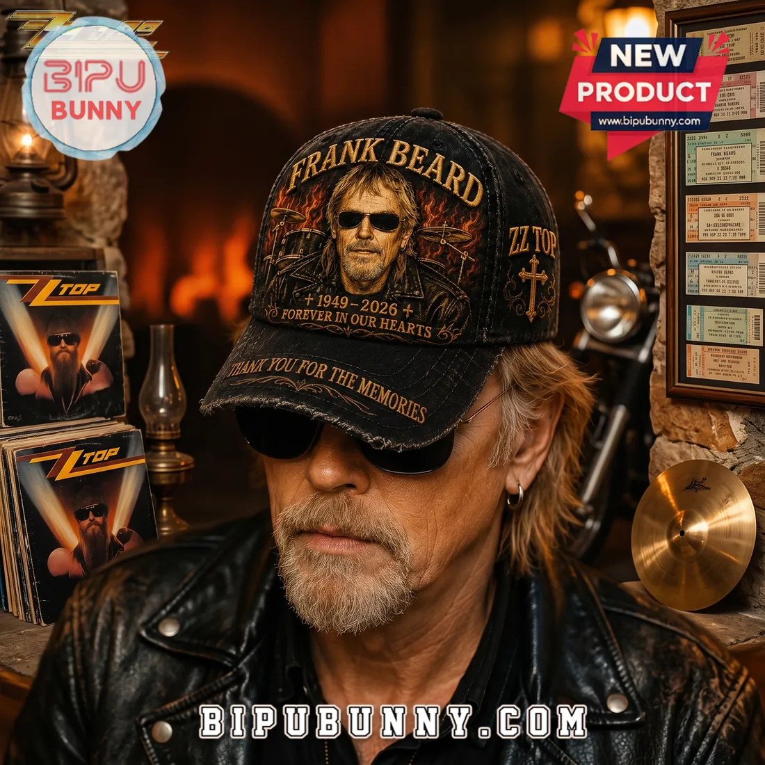 ZZ Top Frank Beard Black Baseball Cap ZZ Top Frank Beard Black Baseball Cap