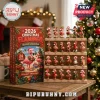 2026 Christmas Flamingo Wooden Advent Calendar with 24 numbered slots featuring miniature festive pink bird figurines.
