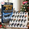 2026 Fighter Jets Miniature Aircraft Advent Calendar with twenty-four numbered compartments on a tiered white display stand.