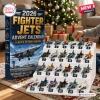 2026 Fighter Jets Miniature Aircraft Advent Calendar with twenty-four small scale military plane models in a display rack.
