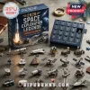 2026 Space Exploration Legends Advent Calendar box with 24 numbered miniature spacecraft models on a gray surface.