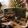 2026 Tank Legends Christmas Advent Calendar with 24 numbered drawers and miniature armored vehicle models on a table.