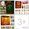 Collage showing a 2026 whiskey advent calendar and a beer advent calendar with various glass bottle illustrations.