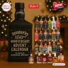 Front view of a 150th Anniversary Whiskey Advent Calendar featuring 24 numbered bottles of Tennessee whiskey.