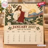 Front view of the 2027 A Year With Jesus Wall Calendar featuring a January page with a paper-sculpted illustration of Jesus.