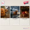 Front view of 2027 Grumpy Highland Cows Calendar displaying October, November, and December pages.