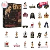 Front view of the 24 Days Of Elvis Presley Advent Calendar 2026 box with various holiday ornaments displayed around it.