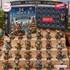 24 Days of French Bulldog Frenchie Advent Calendar featuring twenty-four collectible dog figurines in global costumes.
