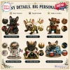 24 Days of French Bulldog Frenchie Advent Calendar featuring six unique costumed figurines including biker and royal themes.