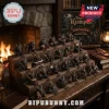 24 Days of Krampus Christmas Advent Calendar features miniature dark horned demon figures on tiered wooden display shelves.
