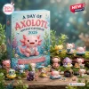Front view of A Day Of Axolotl Advent Calendar 2026 box surrounded by miniature figurines.