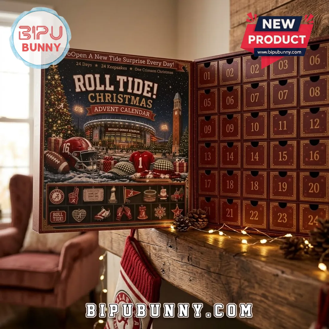Alabama Crimson Tide 2026 Christmas Ornament Advent Calendar Alabama Crimson Tide 2026 Christmas Ornament Advent Calendar