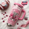 Alabama Crimson Tide Breast Cancer Awareness YETI Tumbler with pink elephant design, tie-dye pattern, and team logos.