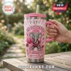 Alabama Crimson Tide Breast Cancer Awareness YETI Tumbler with pink tie-dye pattern, elephant mascot, and awareness ribbons.