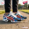 All NFL Team Personalized Air Max Plus Sneakers featuring Pittsburgh Steelers logo, blue and white mesh, and custom name.