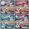 All NFL Team Personalized Air Max Plus Sneakers featuring team colors, logos, and custom name placement on white soles.