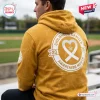 All Team MLB x Childhood Cancer Awareness Hoodie 2026 in mustard yellow with a white heart ribbon logo on the back.