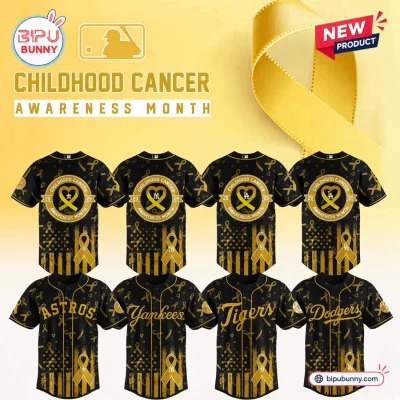 All Team MLB x Childhood Cancer Awareness Month Black Baseball Jersey