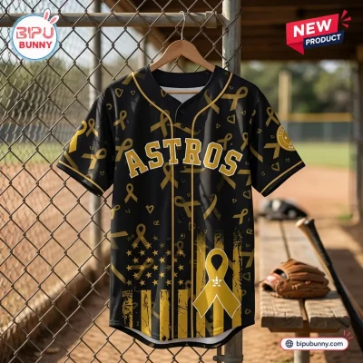 All Team MLB x Childhood Cancer Awareness Month Black Baseball Jersey