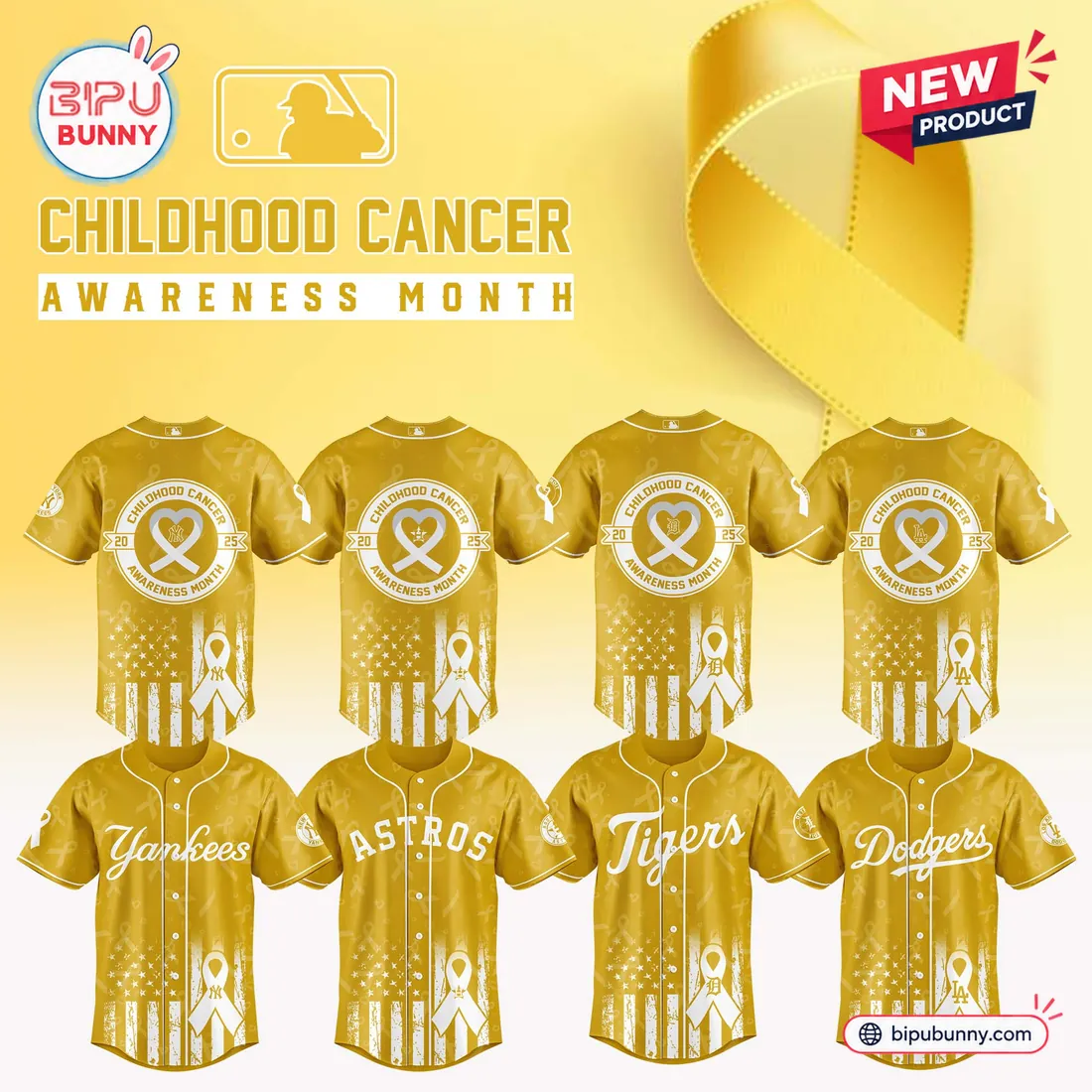 All Team MLB x Childhood Cancer Awareness Month Gold Baseball Jersey All Team MLB x Childhood Cancer Awareness Month Gold Baseball Jersey