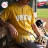 All Team MLB x Childhood Cancer Awareness Month Gold Baseball Jersey with white D-Backs lettering and ribbon patterns.