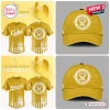 All Team MLB x Childhood Cancer Awareness Month Gold Baseball Jersey and matching gold cap with awareness ribbon logos.