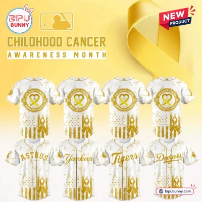 All Team MLB x Childhood Cancer Awareness Month White Baseball Jersey
