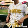 All Team MLB x Childhood Cancer Awareness Month White Baseball Jersey featuring gold ribbons and D-Backs lettering.