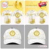 All Team MLB x Childhood Cancer Awareness Month white baseball jersey featuring gold ribbon patterns and team logos.