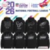 All Team NFL Crucial Catch 2026 Collection Hoodie featuring black apparel with multi-colored metallic iridescent team logos.