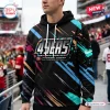 All Team NFL x Crucial Catch Hoodie 2026 featuring San Francisco 49ers logo, black base, and vibrant multi-color splatters.