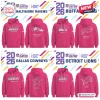All Team NFL x Crucial Catch Pink Hoodie 2026 collection showing front and back views for Ravens, Bills, Cowboys, and Lions.