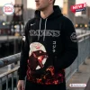 All Team NFL x Godzilla Minus Zero Hoodie featuring a black sweatshirt with Baltimore Ravens branding and monster graphics.