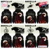 All Team NFL x Godzilla Minus Zero Hoodie collection featuring team logos and cinematic monster graphics on black fabric.