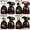 All Team NFL x Godzilla Minus Zero Hoodie featuring black fabric, Kaiju graphics, and various NFL team logos on the front.