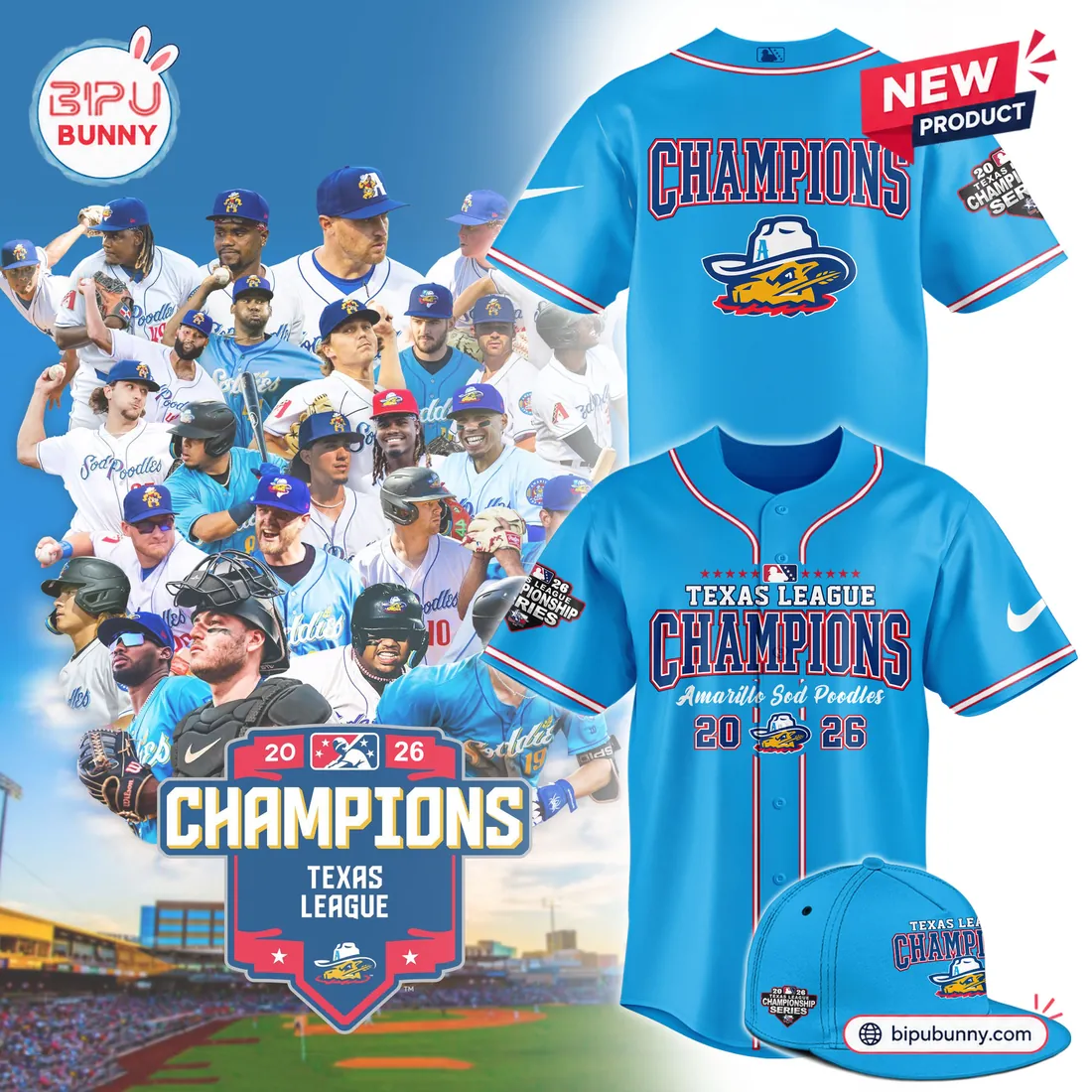 Amarillo Sod Poodles 2026 Texas League Champions Baseball Jersey Amarillo Sod Poodles 2026 Texas League Champions Baseball Jersey