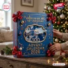 American Airlines 100th Anniversary 2026 Advent Calendar, blue box with red bows, gold accents, and vintage airplane graphics.