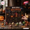 Angry Birds Halloween Advent Calendar 2026 box featuring 24 numbered doors with spooky character figurines on a wooden table.