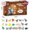 Animal World Miniature Animal Figurine Advent Calendar box and twenty-four assorted plastic animal toy figures.