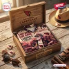 Folded Arizona Cardinals For Life mascot Hawaiian shirt inside a wooden keepsake gift box.